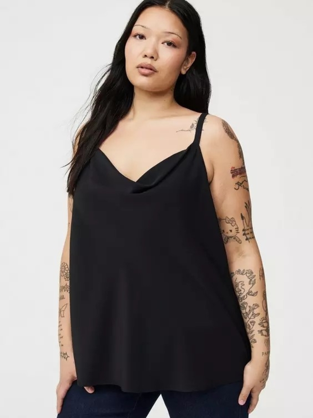 Torrid Size 2 Black Cowl Neck Satin Cami Tank Top
